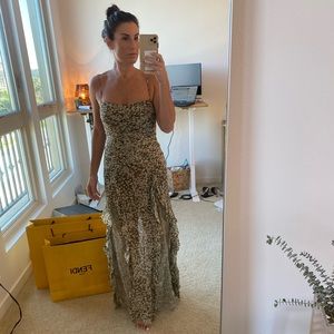 Never worn Shona Joy Dress with tags attached. Olive green maxi dress.